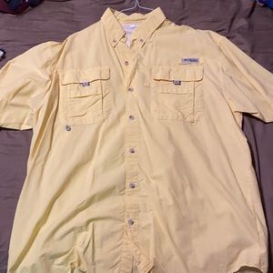 Yellow Columbia PFG fishing shirt